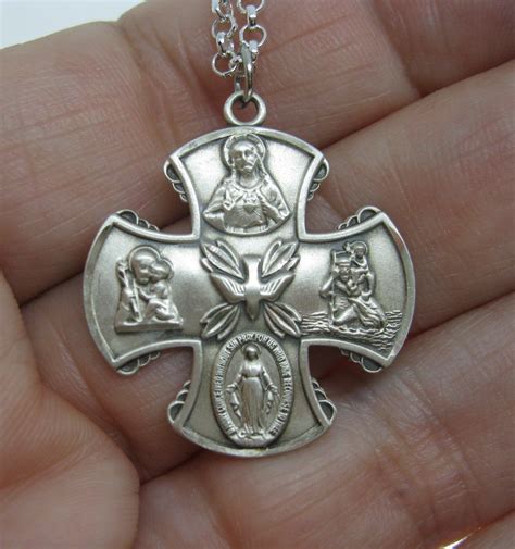 Vintage Catholic Cross Crucifix Sterling Silver Pendant With 20 Silver