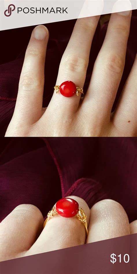 Coral Ring Coral Stone Ring Coral Ring Gold Jewelry Fashion