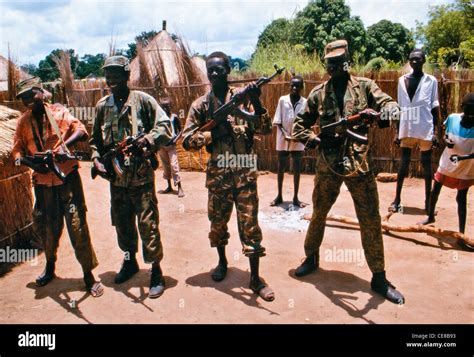 Sudanese Peoples Liberation Army Soldiers Guarding Their Village In