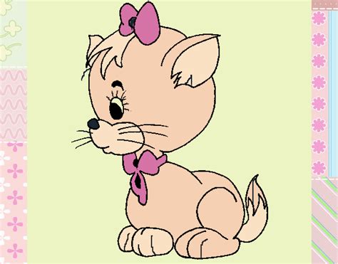 Dibujo de Gatita con lazo pintado por en Dibujos net el día 06 01 16 a