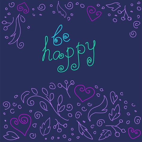 Premium Vector Be Happy Hand Drawn Color Vector Lettering Vector