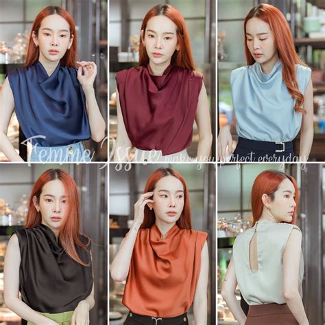 Femme Issue ️new เสื้อแขนกุด เสื้อคอถ่วง เสื้อซาติน เสื้อเสริมไหล่