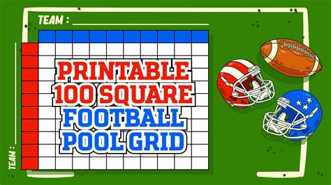 100 Square Football Pool Printable Numbered