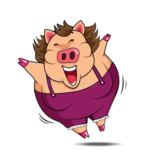 Fat Woman Pig Happy Vector Stock Vector Illustration Of Woman 62350490