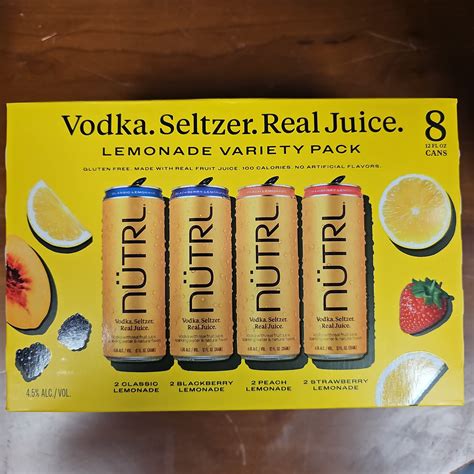 Nutrl Vodka Seltzer Lemonade Variety 355ml Can 8 Pack Top Shelf