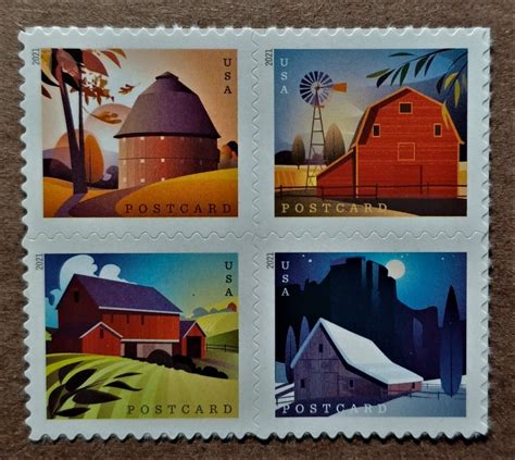 United States A C Barns Postcard Rate Mnh Block Of