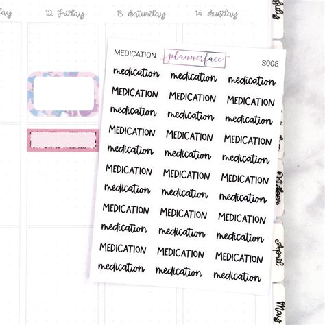 Medication Scripts Lettering Planner Stickers Planning Etsy Uk