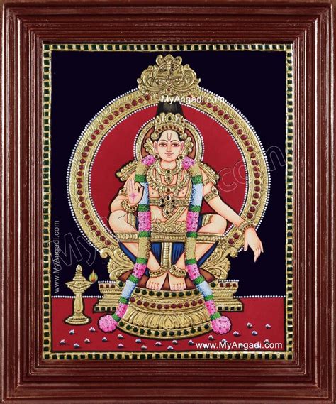 Teak Wood Frame Fine Finish Shree Ayyappa Swamy Tanjore Painting For