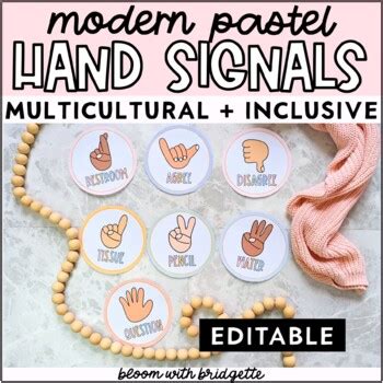 Modern Pastel Classroom Décor Multicultural Hand Signals Classroom