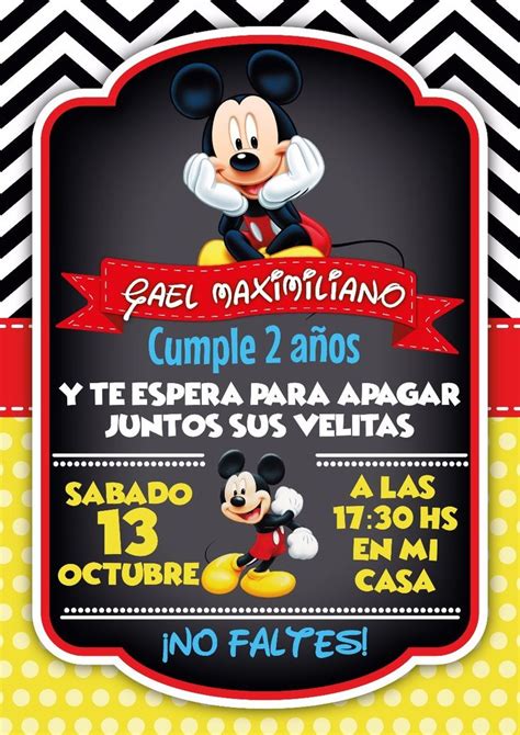 Invitación mickey mouse Invitaciones de cumpleaños de mickey mouse