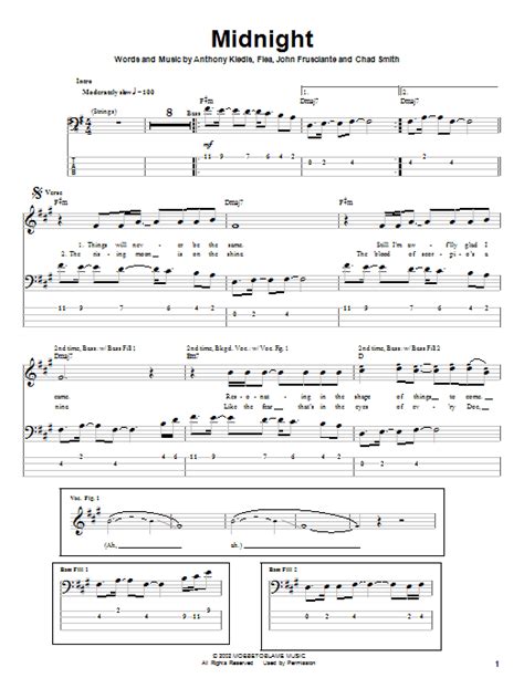 Midnight By Red Hot Chili Peppers Bass Tab Guitar Instructor