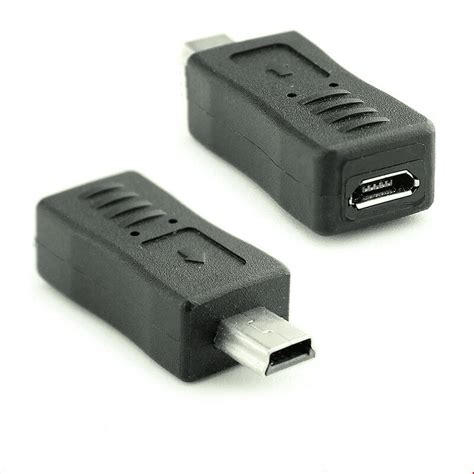 Adaptador Micro Usb Hembra A Mini Usb Macho Negro