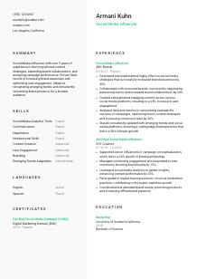 Social Media Influencer Resume Example