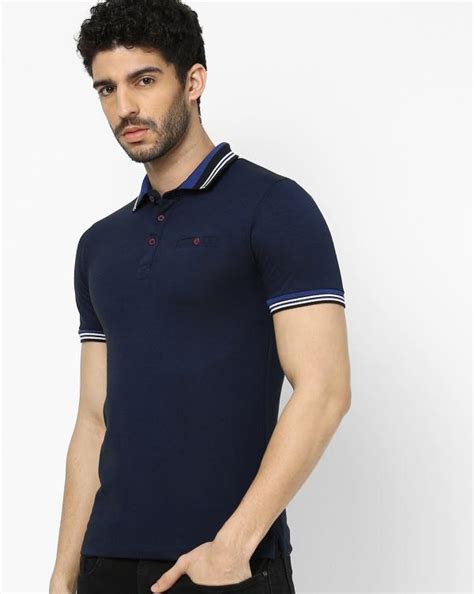 Slim Fit Polo T Shirt With Contrast Tipping Jiomart