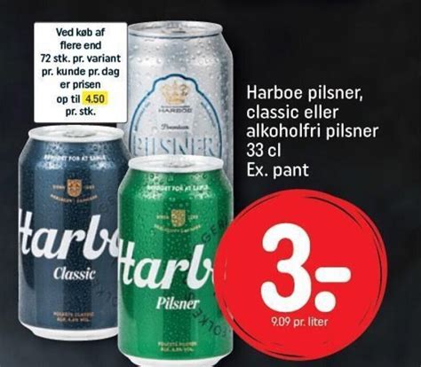 Harboe Pilsner Classic Eller Alkoholfri Pilsner Cl Ex Pant Tilbud