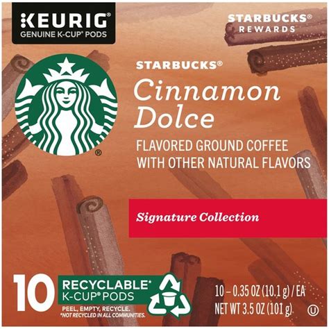 Starbucks Signature Collection Cinnamon Dolce Flavored Ground Coffee K Cup Pods 10 Ct From