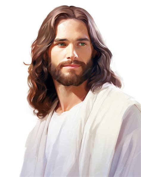 Premium AI Image | jesus with long hair and beard