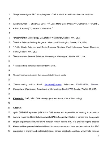 Pdf The Proto Oncogene Src Phosphorylates Cgas To Inhibit An Anti