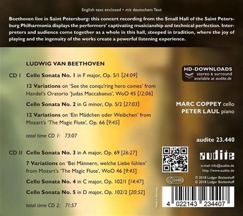 Beethoven Complete Works For Cello Piano Peter Laul Cd Album