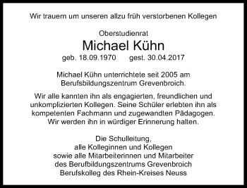 Alle Traueranzeigen für Michael Kühn trauer rp online de