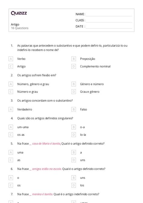 Mais De Planilhas Artigos No Quizizz Gratuito E Imprim Vel