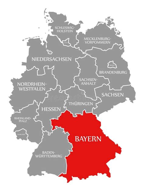 Bavaria Red Highlighted In Map Of Germany Stock Illustration