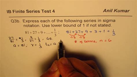 Express Geometric Series With Unknown Terms In Sigma Notation Youtube