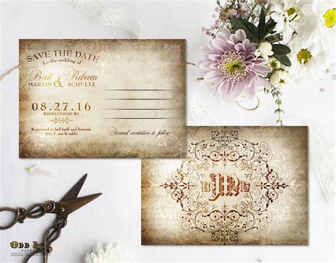 Printable Save the Date Postcard Rustic Save the Date Old World Save the Date Wedding ...