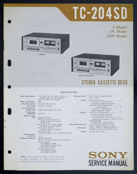 Original Sony Tc K96r Cassette Deck Service Manualdiagramparts List