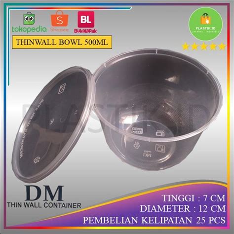 Jual THINWALL BOWL 500 ML MANGKOK PLASTIK BULAT CUP PUDDING KOTAK