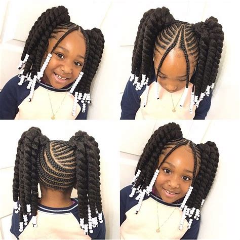 Two Ponytail | Kids cornrow hairstyles, Kids hairstyles, Kids style hair