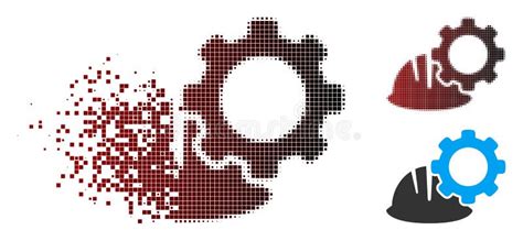 Dust Pixel Halftone Helmet And Gear Icon Stock Vector Illustration Of