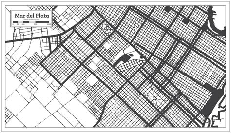 Mar Del Plata Argentina City Map In Black And White Color In Retro