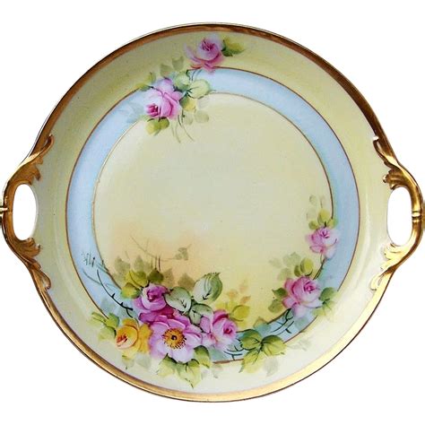 Gorgeous Bavaria Hand Painted Pink Yellow Roses Tray By The