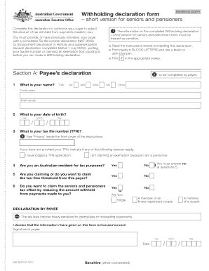 Fillable Online Ato Gov Withholding Declaration Form Fax Email Print