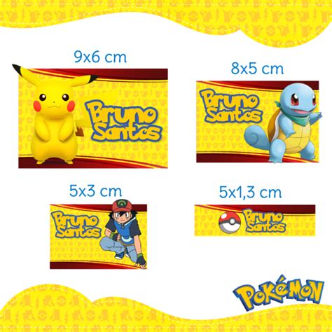 40 Etiquetas Escolares Pokémon em Vinil Elo7 Produtos Especiais