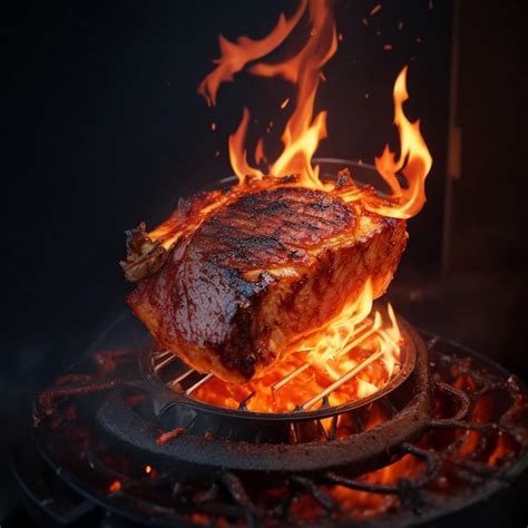 Premium Ai Image Beef Filet In Grill With Fire