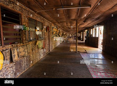 Interior of Mengkak Iban Longhouse, Batang Ai National Park, Sarawak ...