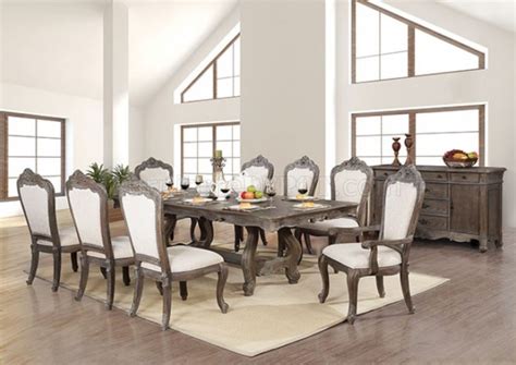 Charmaine Dining Table Cm T In Antique Brush Gray W Options