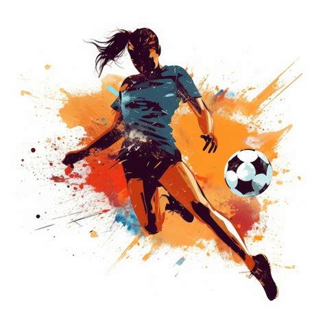 Premium AI Image Full Shot Fit Woman Kicking Soccer Football Flat