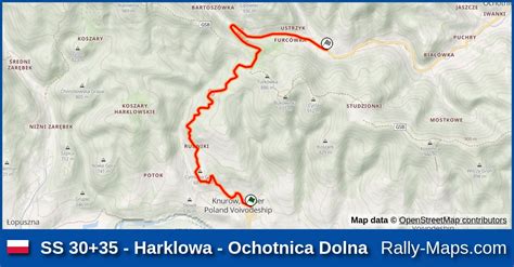 SS 30 35 Harklowa Ochotnica Dolna Stage Map Rally Poland 1973