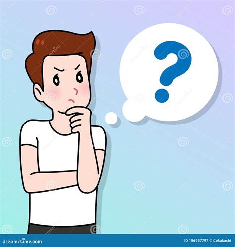 Doubt Man With Question Mark Cartoon Style Q And A Faq Concept Stock