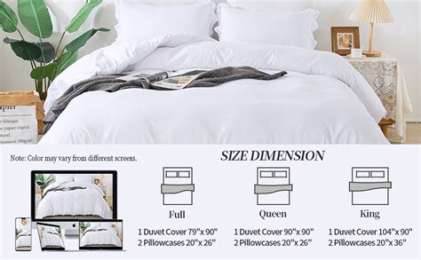 Andency White Ruffle Duvet Cover Full 79x90inch 3 Pieces