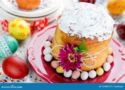 Russian Easter Bread Kulich Paska Stock Image Image Of Beautiful