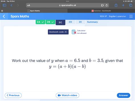 Solved Tue Oct Sparxmaths Uk Sparx Maths Solution