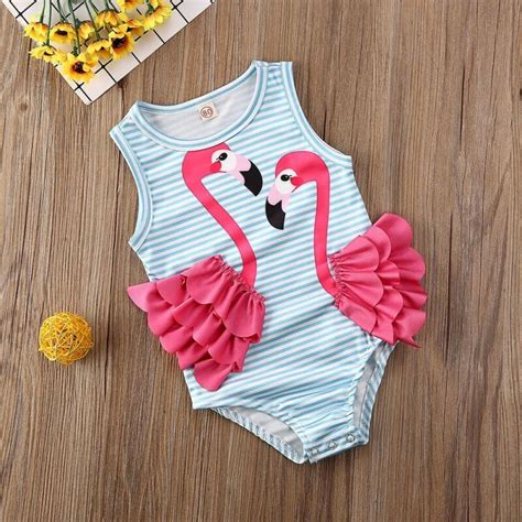 Barn Baby Pige Bomuld Rmel S Stribet Bikini Badet Grandado