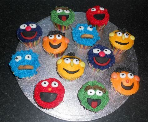 Sesame Street Cupcakes Cookie Monster Elmo Bert And Ernie Grover Oscar Grouch Elmo Sesame