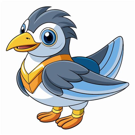 El pájaro Tern de las Aleutianas parece vector kawaii Vector Premium