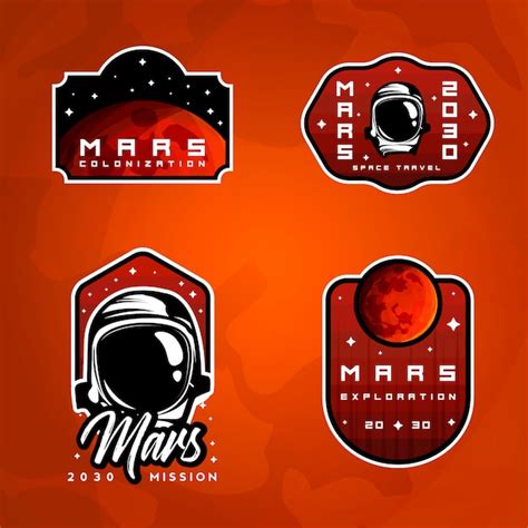 Premium Vector Set Of Space Exploration Badges Flight To Mars