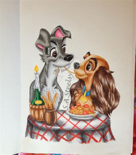 Lady And The Tramp Spaghetti Kiss By Sasteelsy On Deviantart